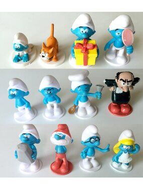Smurfs Playset 12 Figure Cake Topper Cupcake Toppers Toy Doll Set Collectible